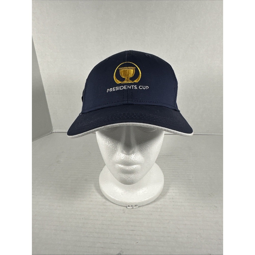 Presidents Cup‎ Golf Hat Adjustable Back Embroidered Logo Blue Gold White